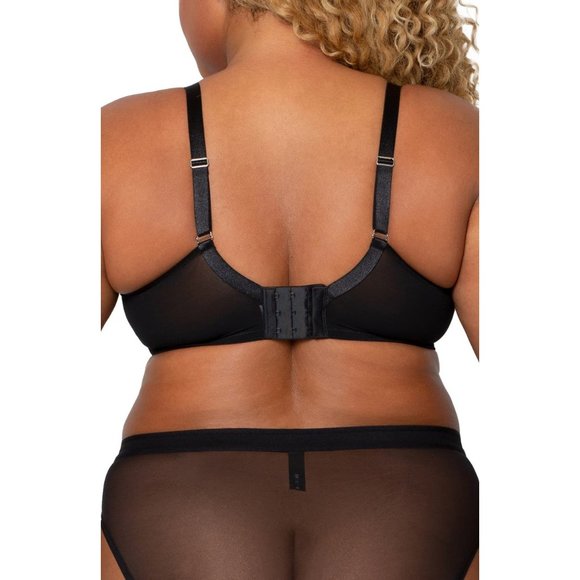 CURVY COUTURE Full Figure Non-Padded Sheer Mesh Underwire Bra Black 44DD #1311 - Picture 3 of 9